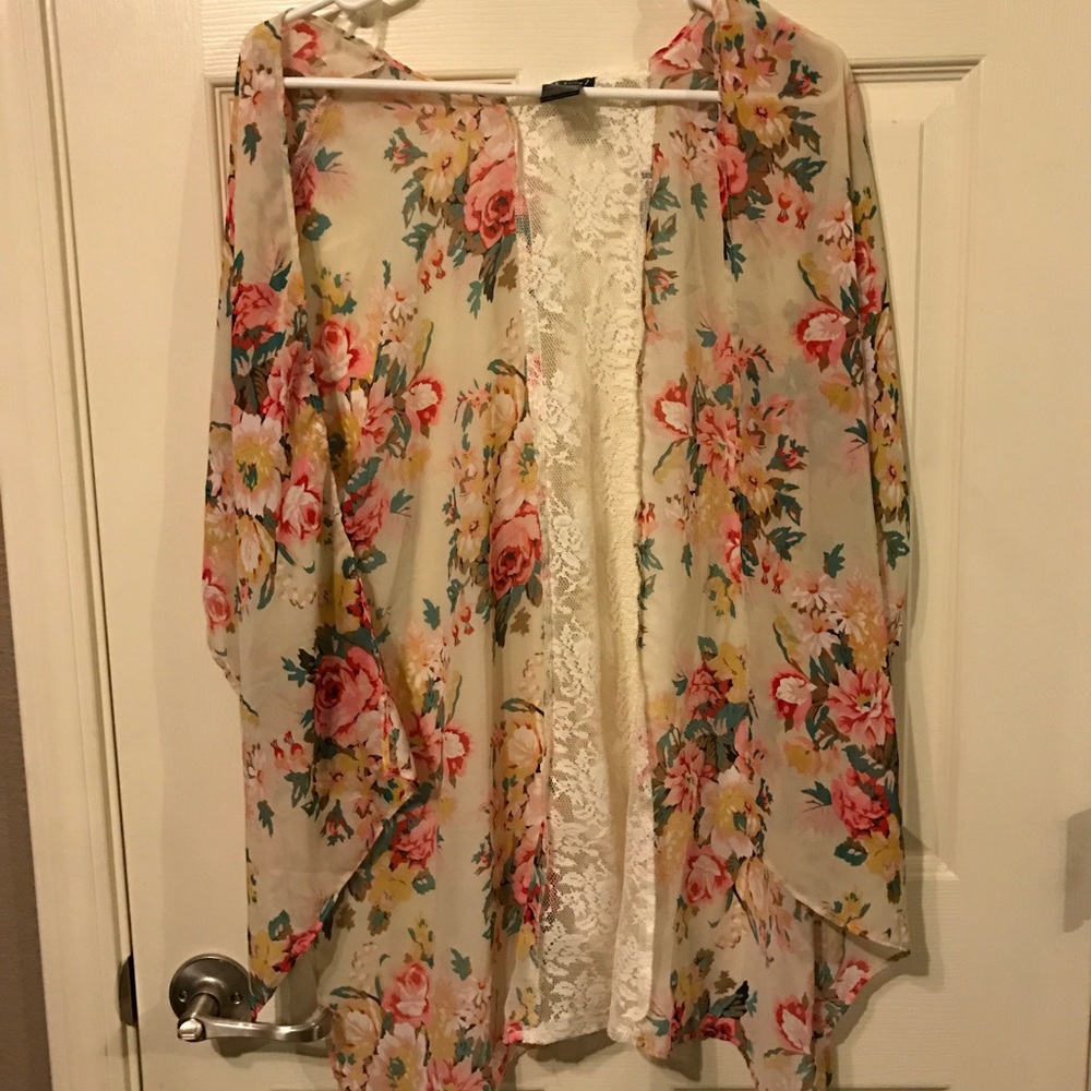 Wet Seal floral wrap chiffon top size: ONE SIZE